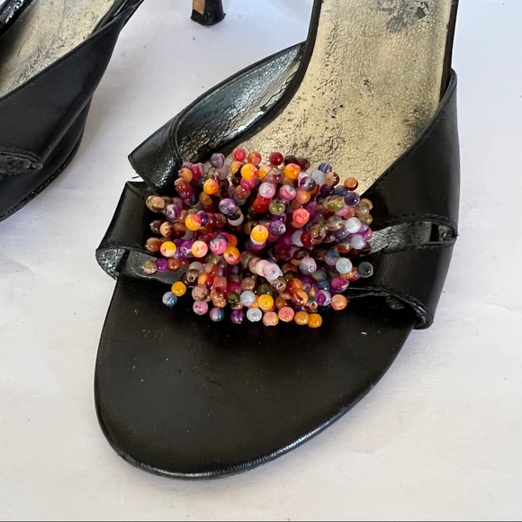 A MARINELLI - GRAY w/BEADS BLING - LOW KITTEN HEEL SANDAL Shoes - size 8 - Picture 7 of 7